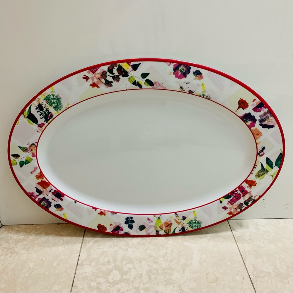 NWT Melamine Serving Tray with flowers 20”L x13” W